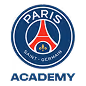 PSG Academy logo featuring the Eiffel Tower and a fleur-de-lis inside a blue circle with 'Paris Saint-Germain' text.