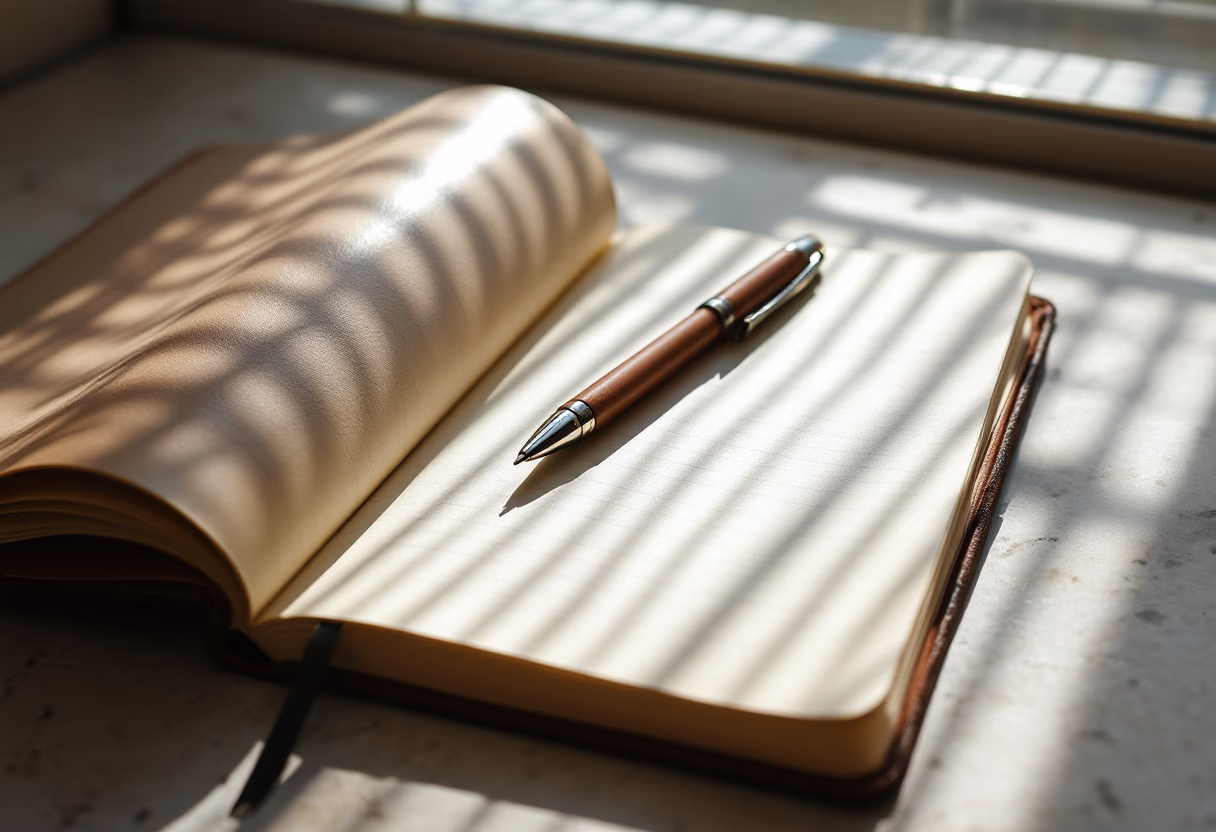 image of notebook and pen on a desk (for a b2b saas)