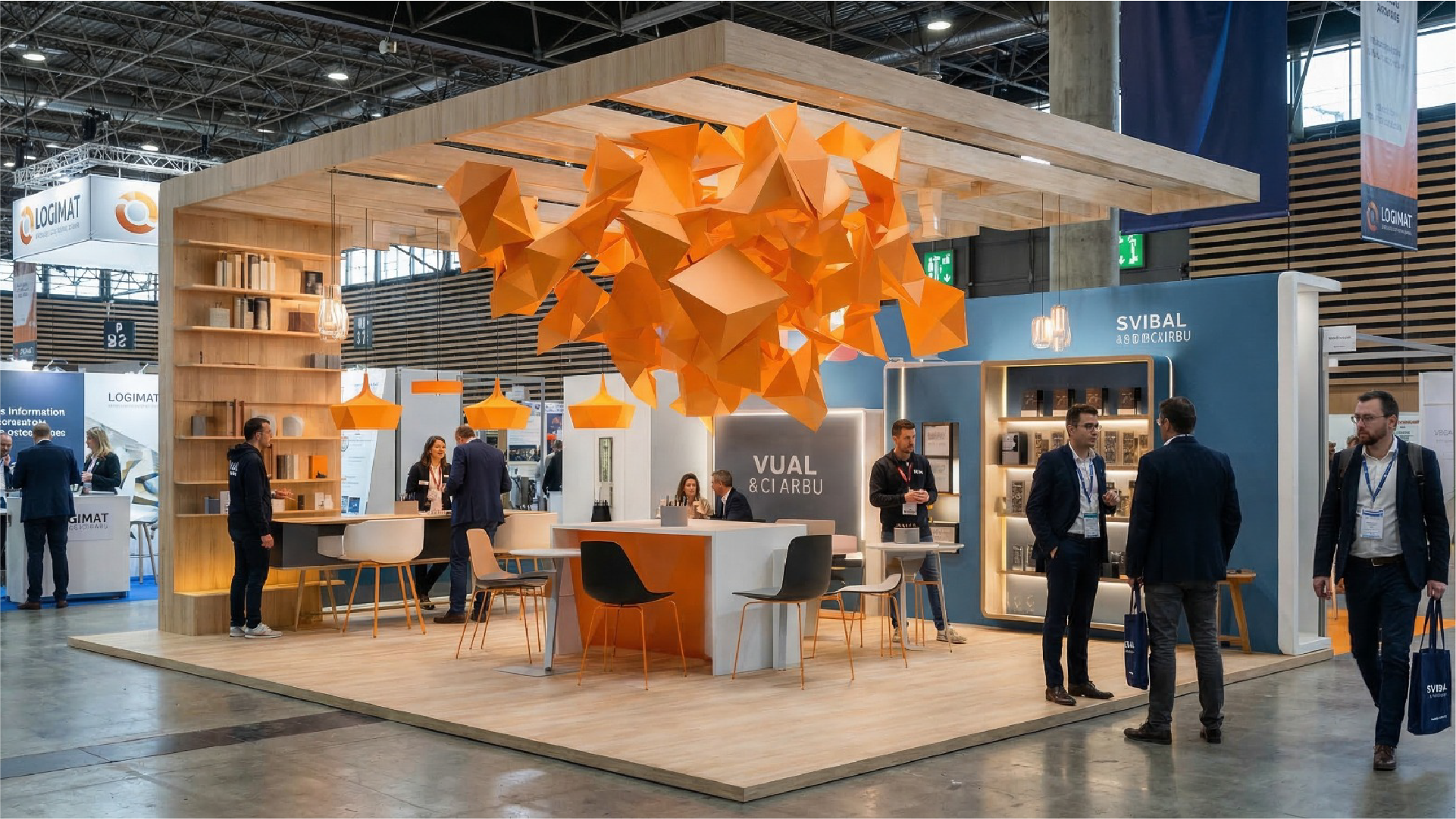 Stand sur-mesure Svibal – scénographie lumineuse et espace ouvert sur salon
