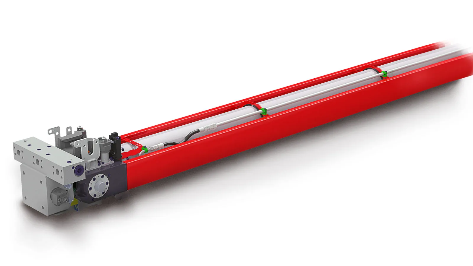 Section of an AROS telescopic cylinder with locking head