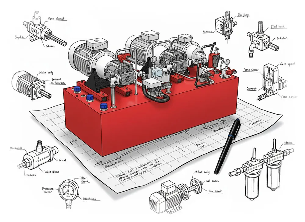 Imagebild Skizze individuelles Hydraulikaggregat