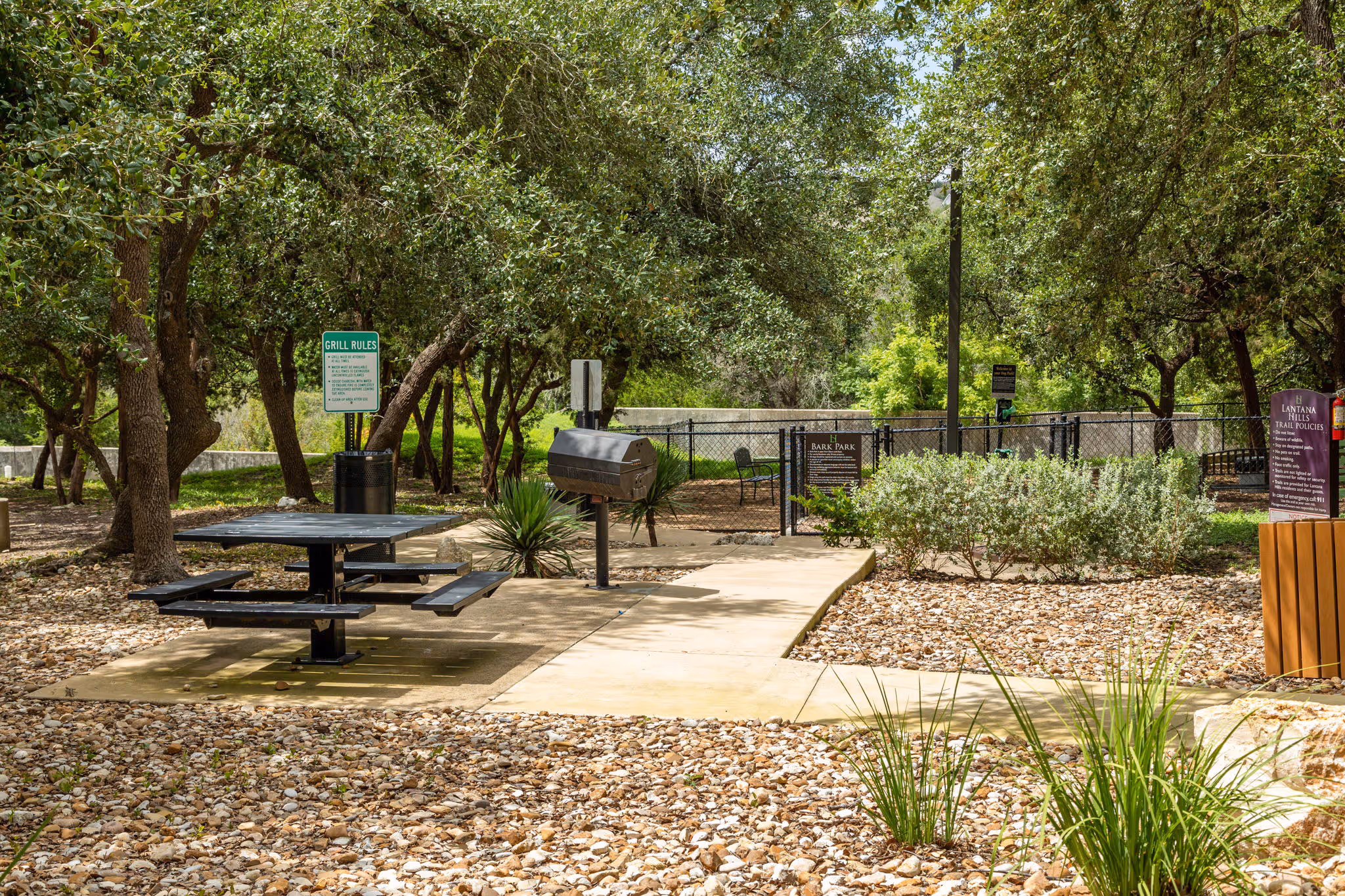 Grill area next to bark park