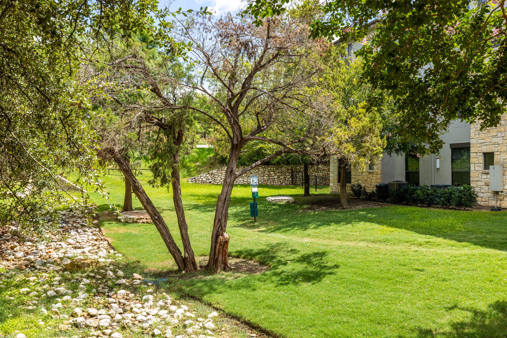 walking area for pets with waste disposal bags
