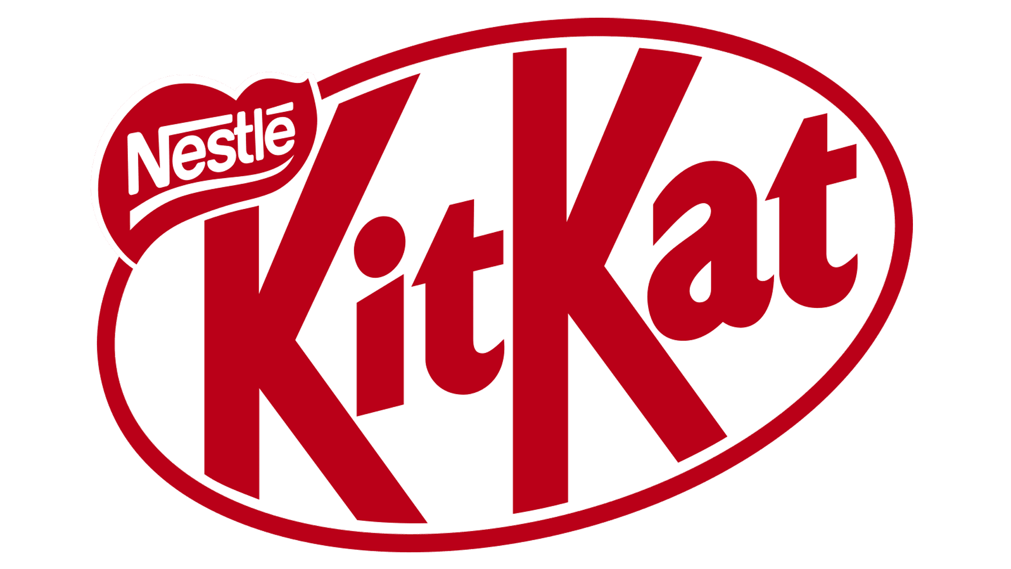 Nestlé KitKat logo with red text inside a red-bordered white oval.