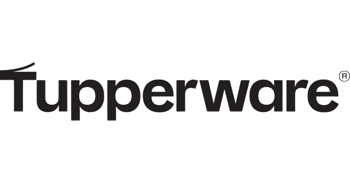 Tupperware logo with stylized letter T and trademark symbol.