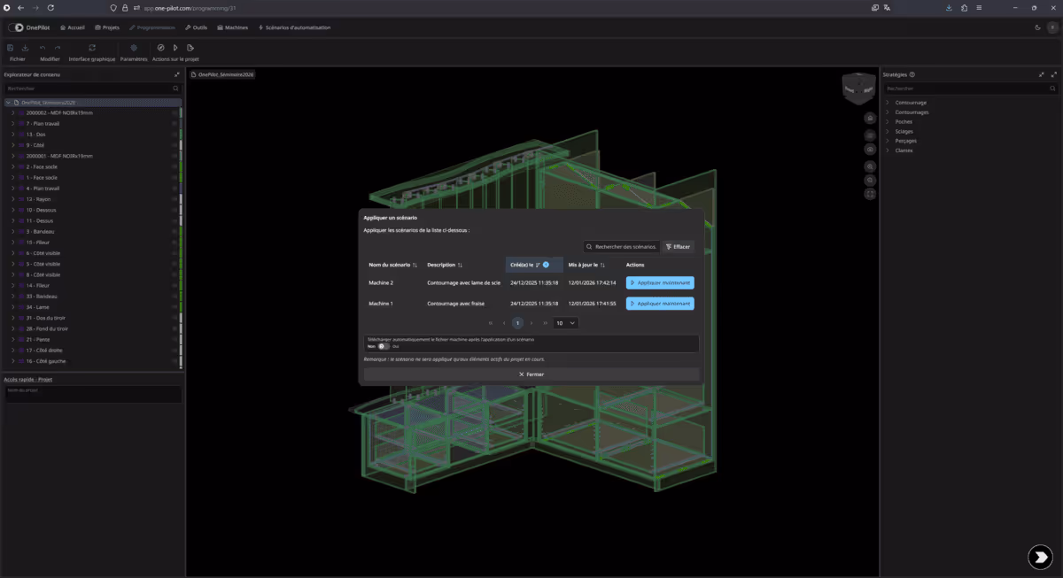 Scénarios d’usinage