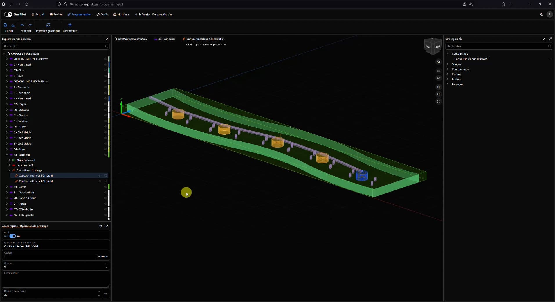 Onglet Programmation