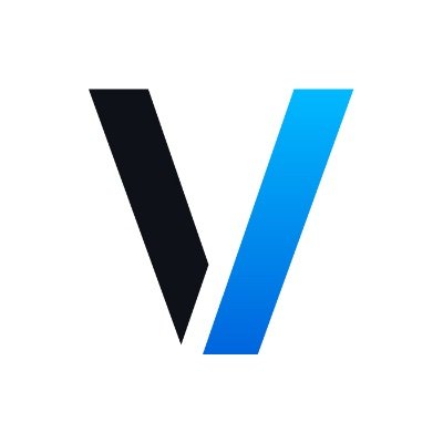 Stylized letter V with the left side in black and the right side in blue gradient.