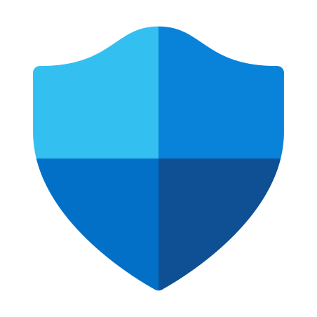 Blue shield icon divided into four quadrants with varying shades of blue.