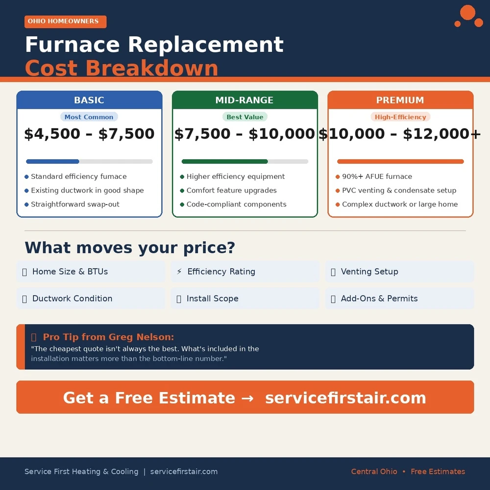 an info graph showing the breakdown of a new furnace cost