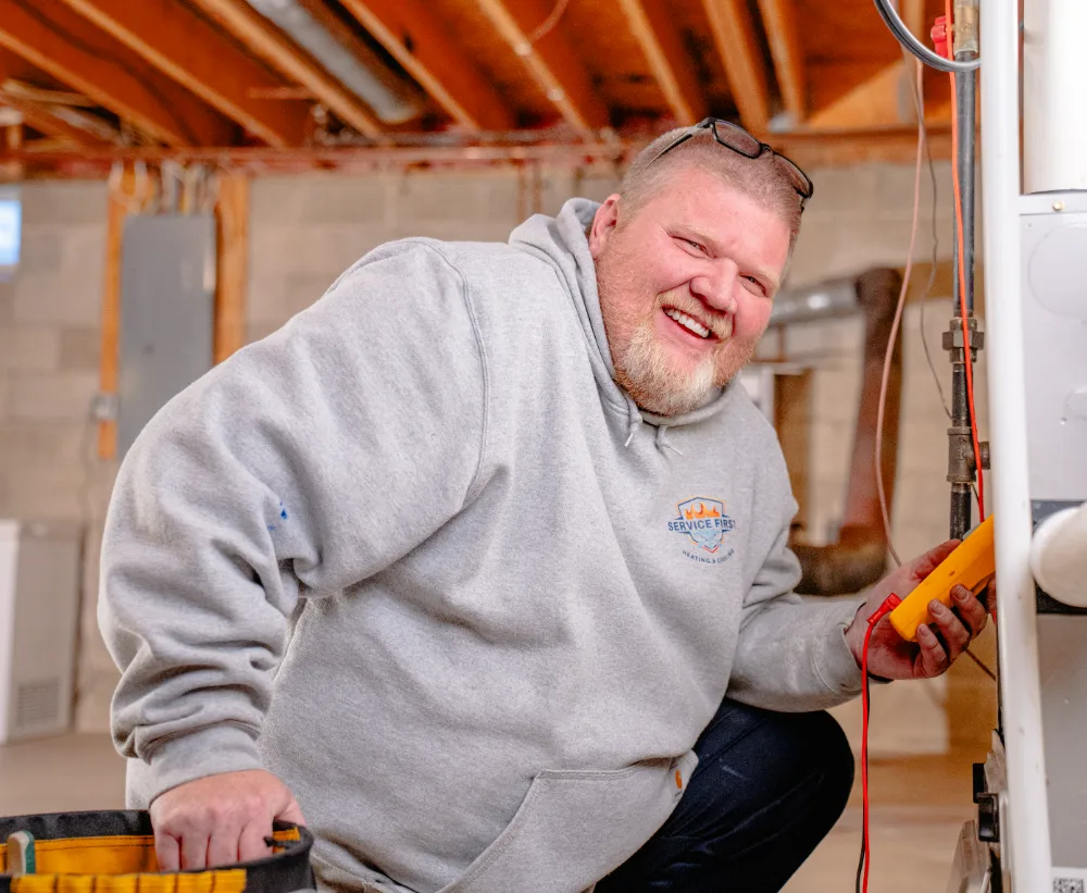 an hvac tech running a service call in a columbus home