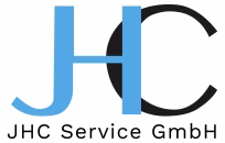 Logo von JHC Service GmbH mit blauem JH und schwarzem C.