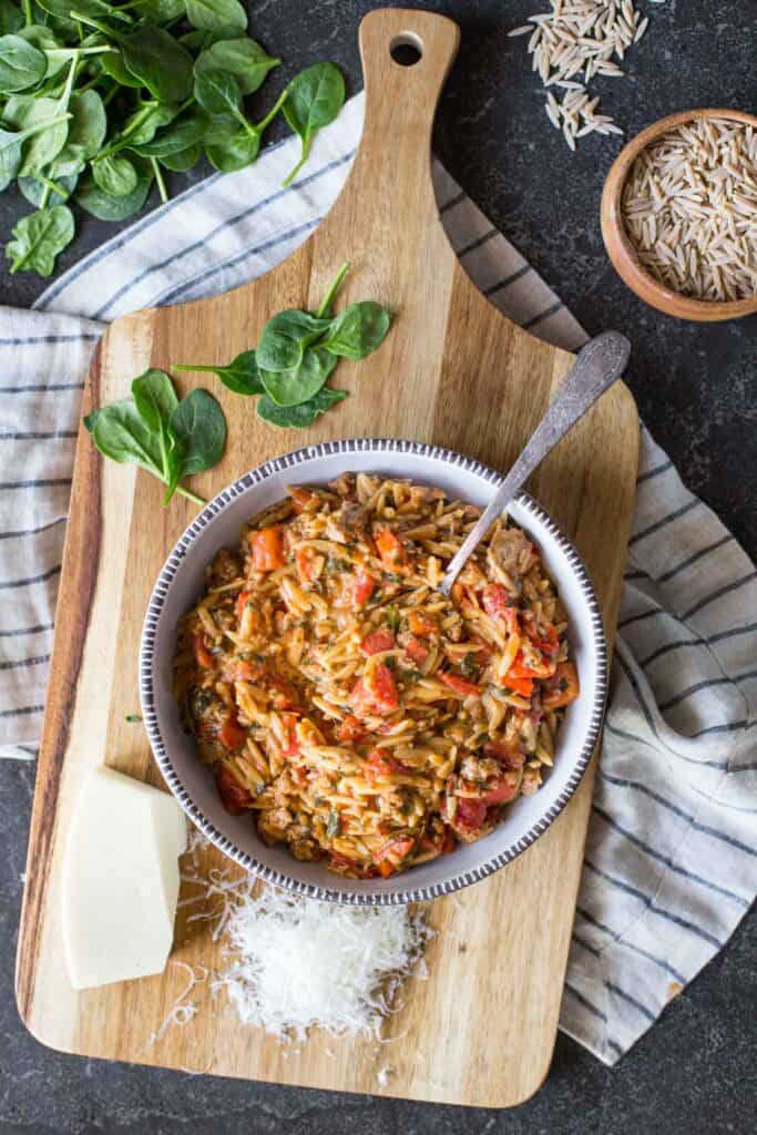 One Pot Creamy Sauce of Orzo