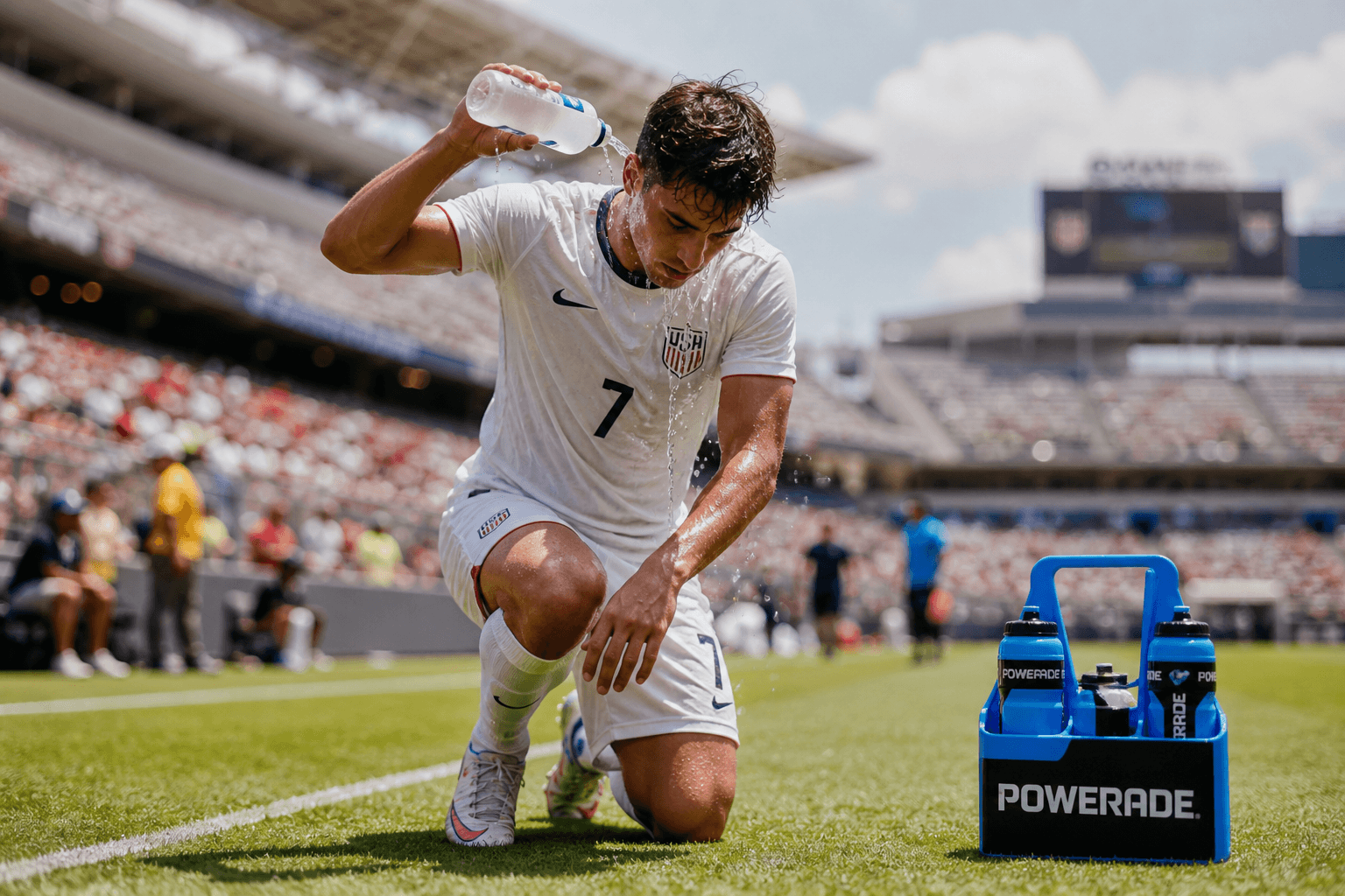 Soccer player in warm weather match showing heat tolerance preparation strategies for competitive athletes