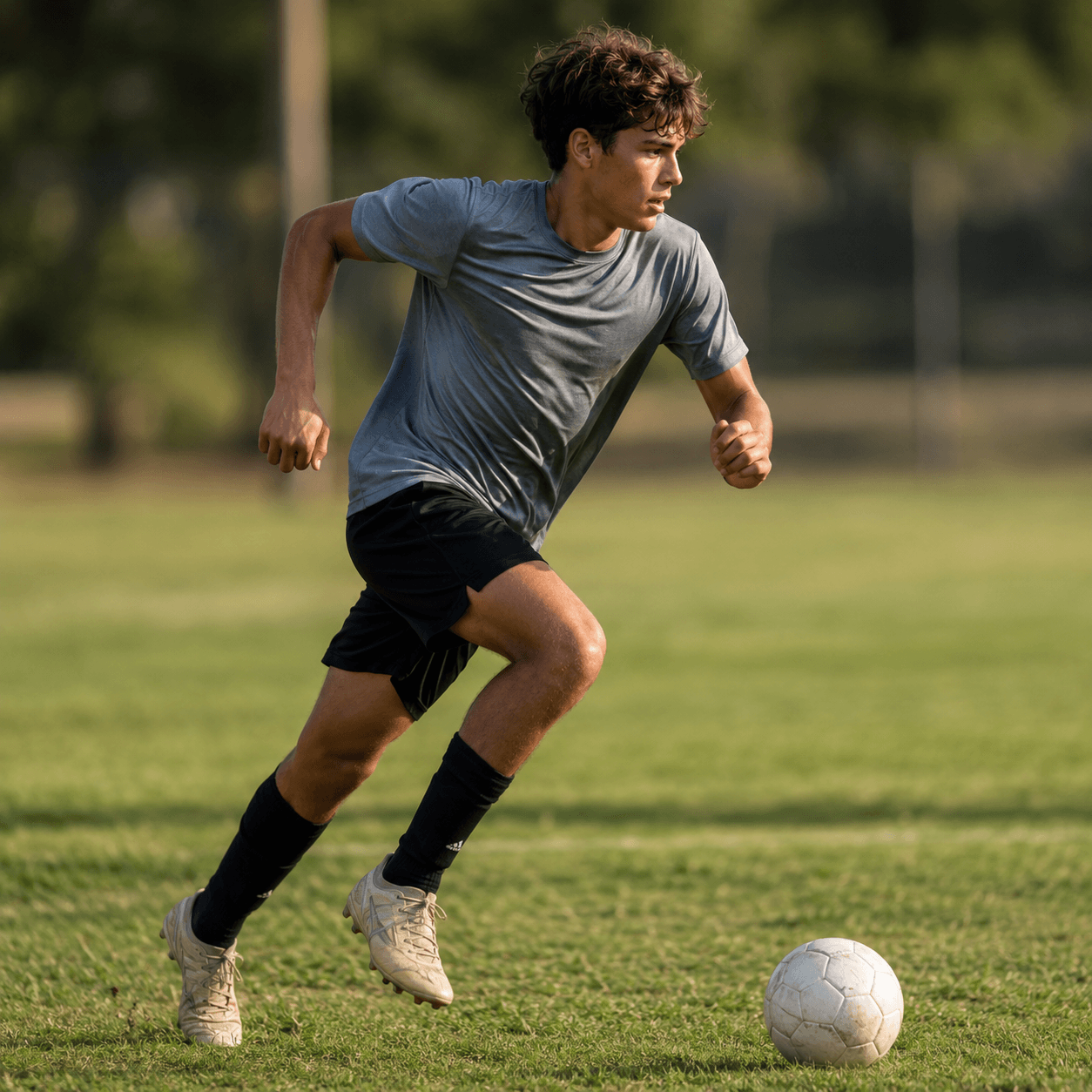 Teenage soccer player eating a full plate of carbohydrates and protein to fuel a growth spurt