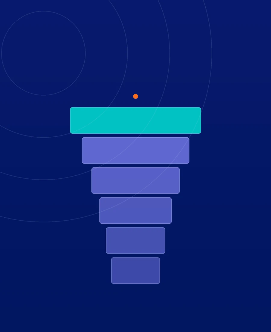 Widening blocks stacking upward to a teal cap