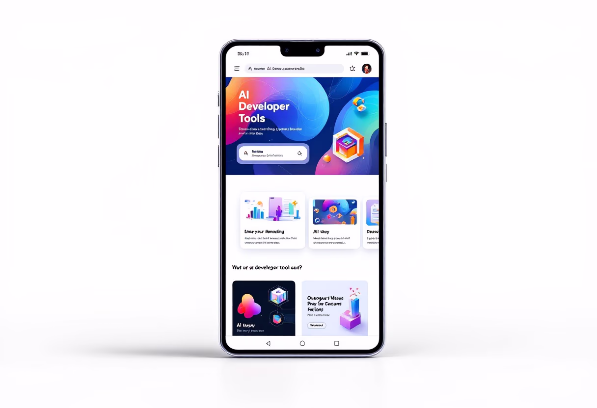 [digital project] image of a mobile device with a website loading on it (for an ai developer tools)