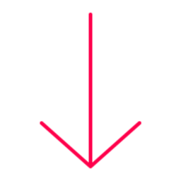 Bright red arrow pointing downward on a transparent background.