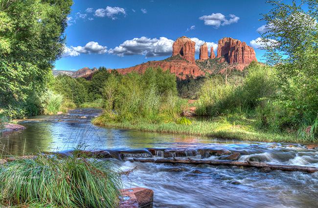 Red rock formations at Cathedral Rock near Sedona, Arizona
