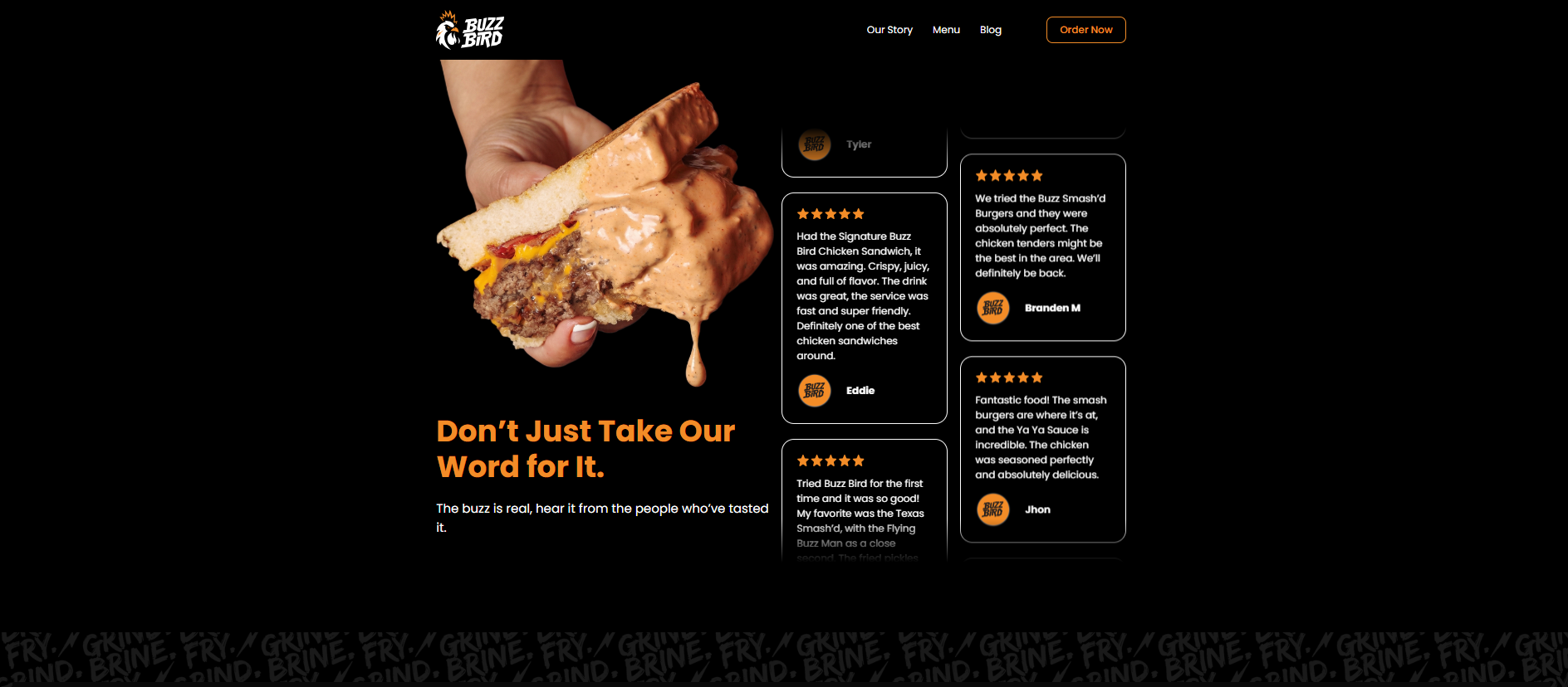 Buzz Bird restaurant website design