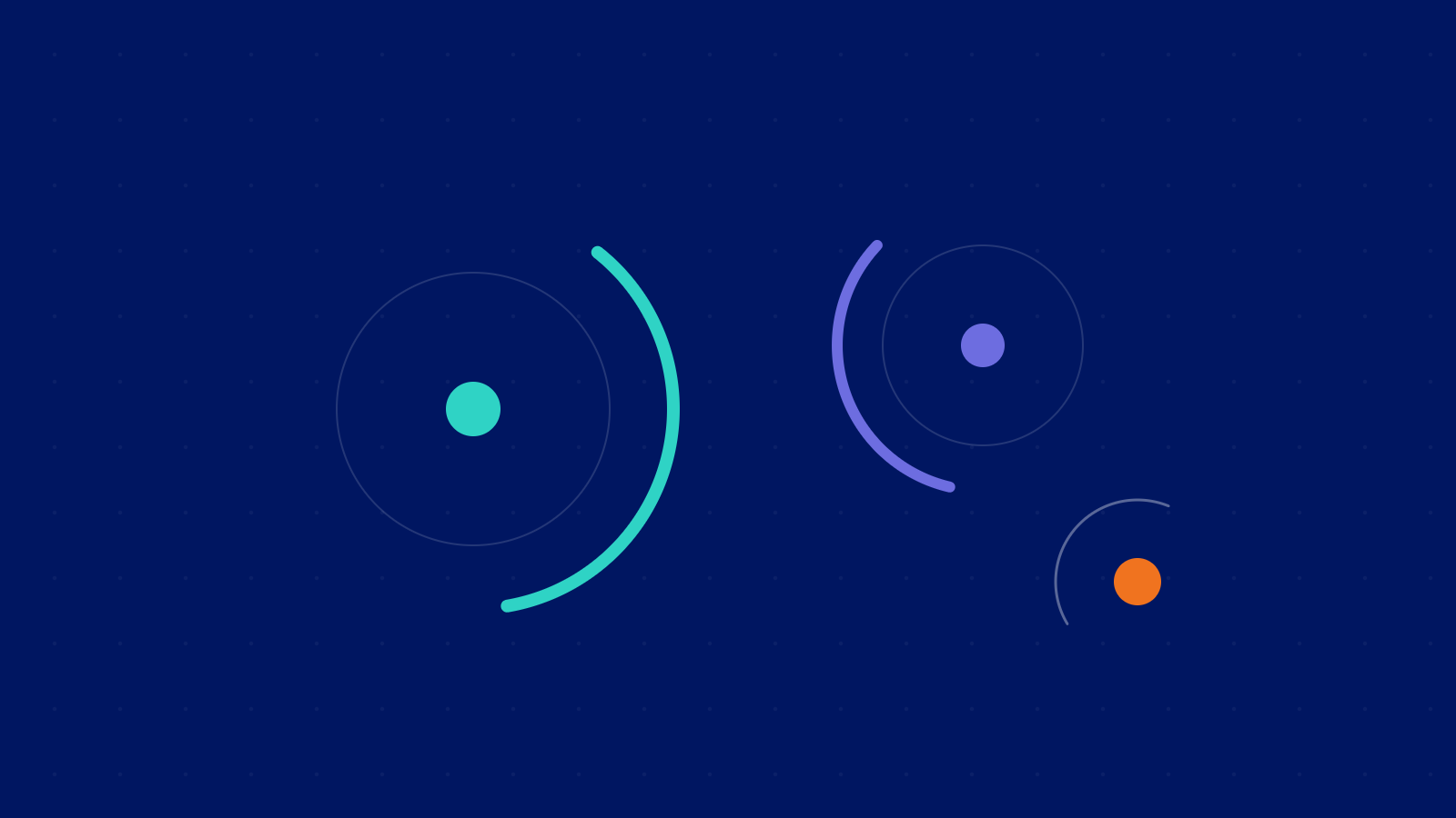 Three ringed nodes of different sizes, representing international markets connected by search