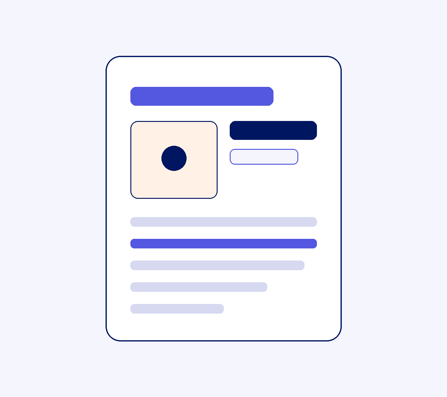 A stylised product page with a highlighted title, image block and content rows, representing on-page SEO elements