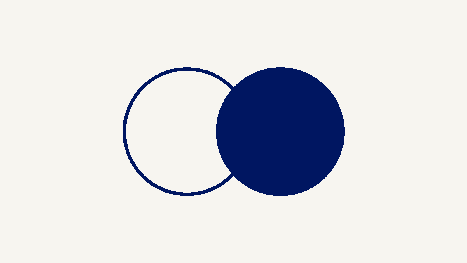 Two overlapping circles, one solid and one outlined, representing the overlap between paid and organic search