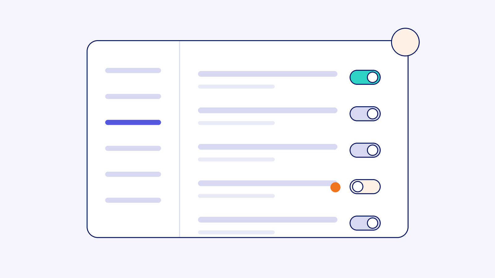 Illustration of a WooCommerce settings panel with plugin toggle rows, one switched off