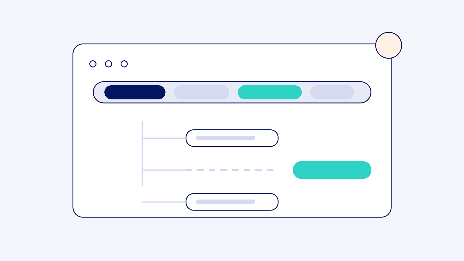 Abstract illustration of a browser URL bar with movable path segments slotting into a category tree
