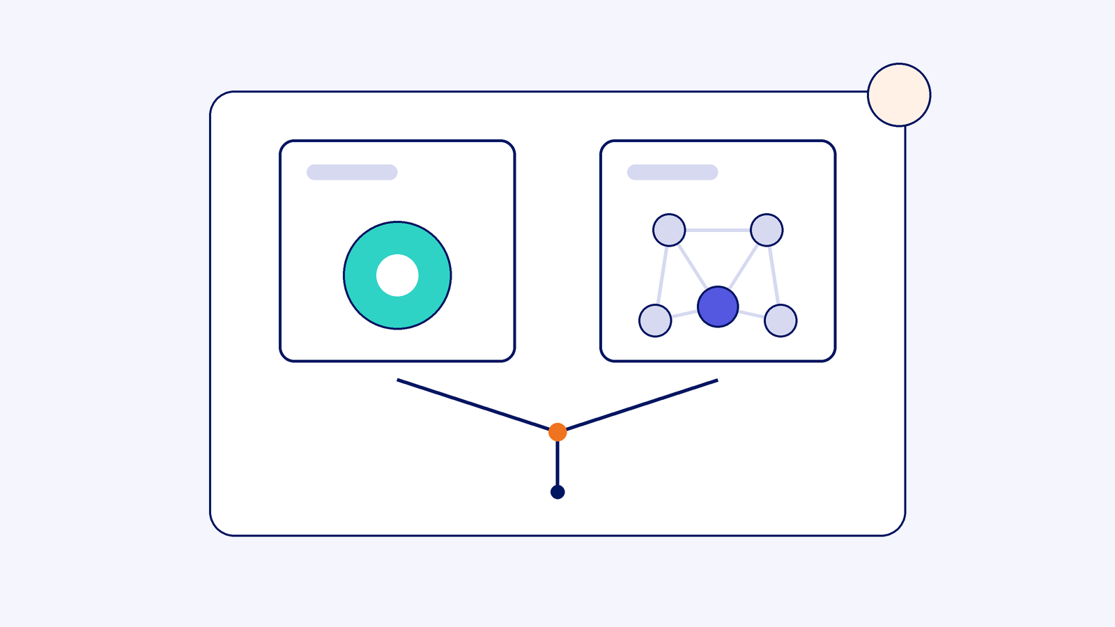 Abstract illustration of a path forking between a single specialist node and a connected team network