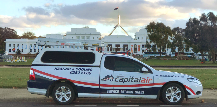 Capital Air heating and cooling service vehicle operating in Canberra.