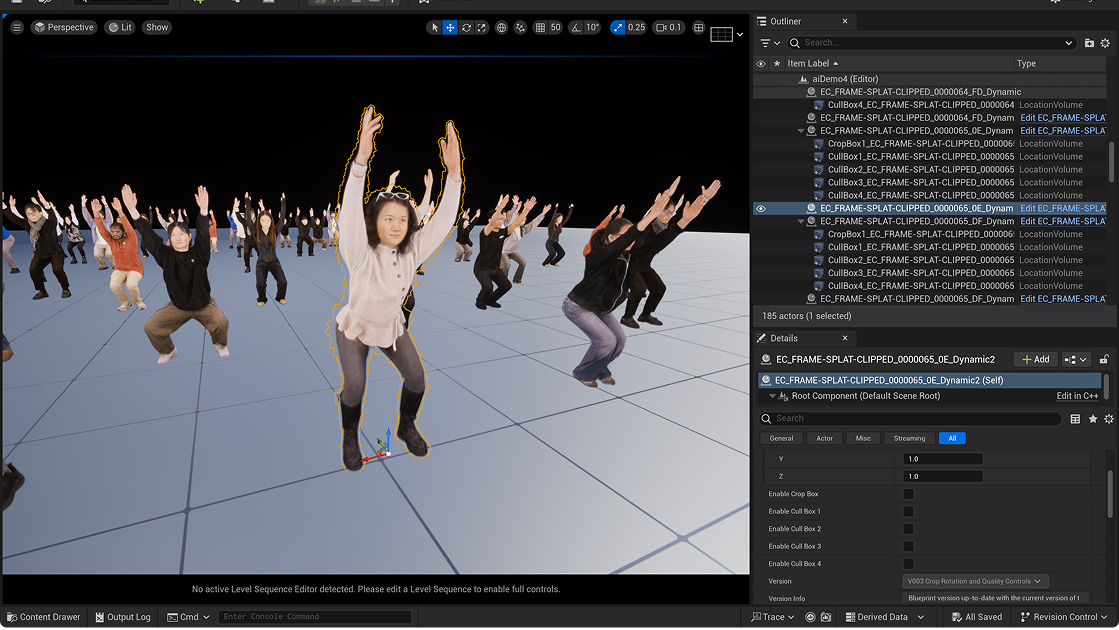 3D modeling software interface showing multiple humanoid characters in dynamic poses with hands raised, arranged on a grid floor.