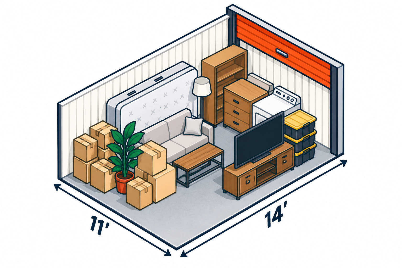 Size diagram for an 11x14 storage unit