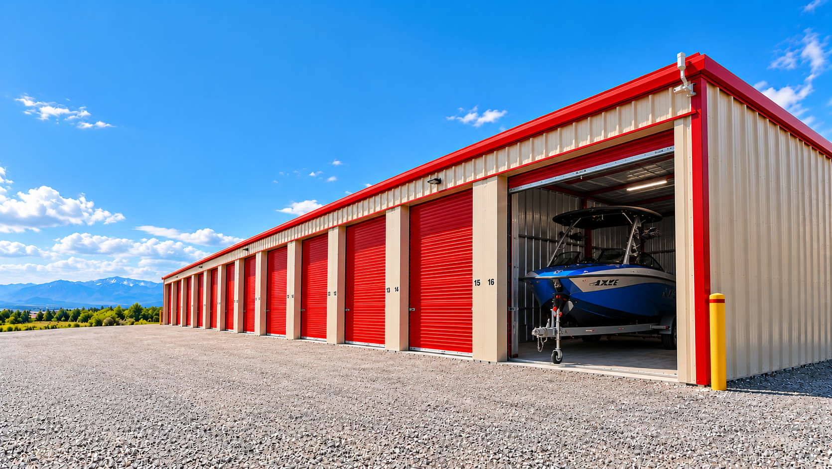 Drive-up boat storage units at Storage Units Idaho Falls