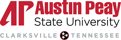 Austin Peay State University logo with APSU stylized letters and text Clarksville Tennessee below.