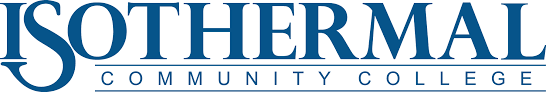 ISOTHERMAL COMMUNITY COLLEGE logo in blue uppercase letters.