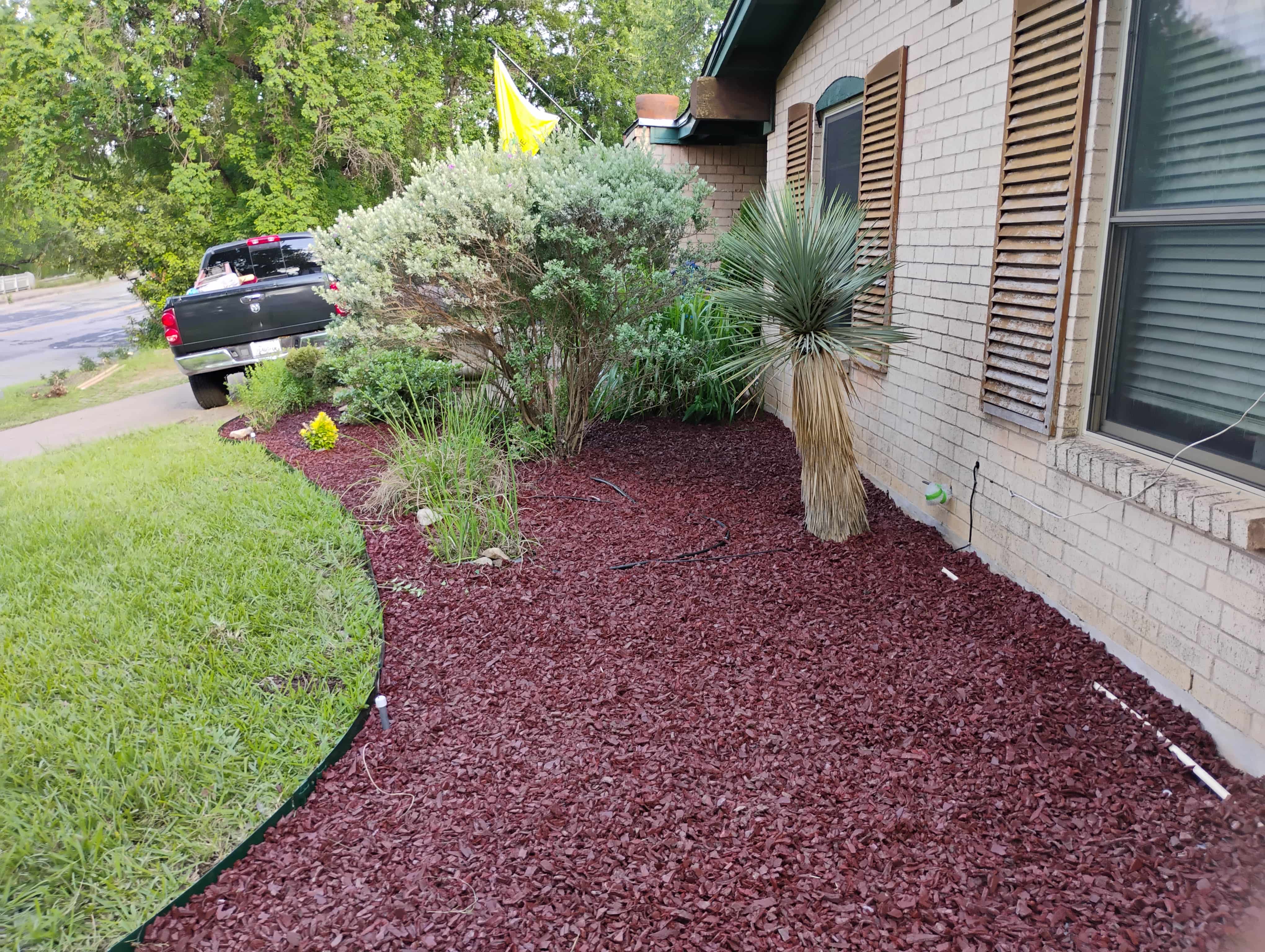Residential yard landscaping work