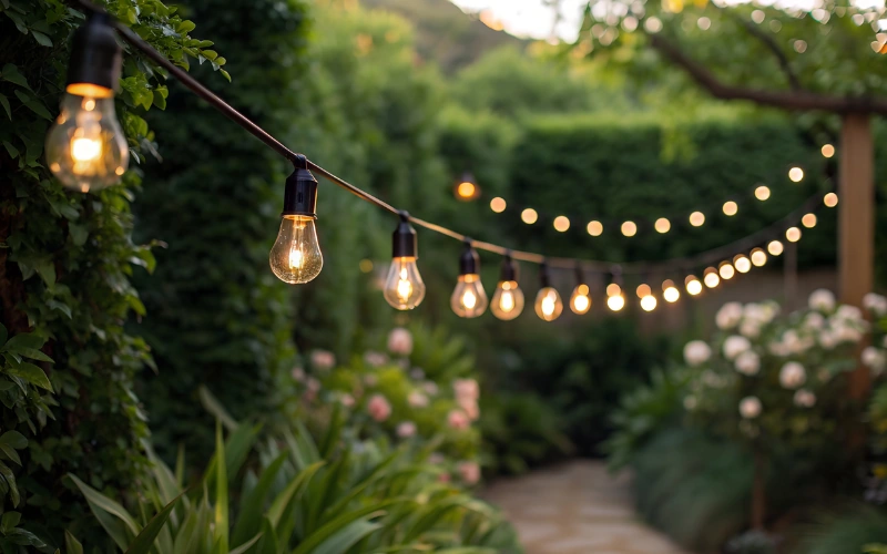 Outdoor lighting installation in Thousand Oaks illuminating pathways and gardens by Jessie Flores Landscape Co.