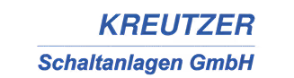 Kreutzer Schriftzug mit dem Text Schaltanlagen GmbH darunter in Blau.