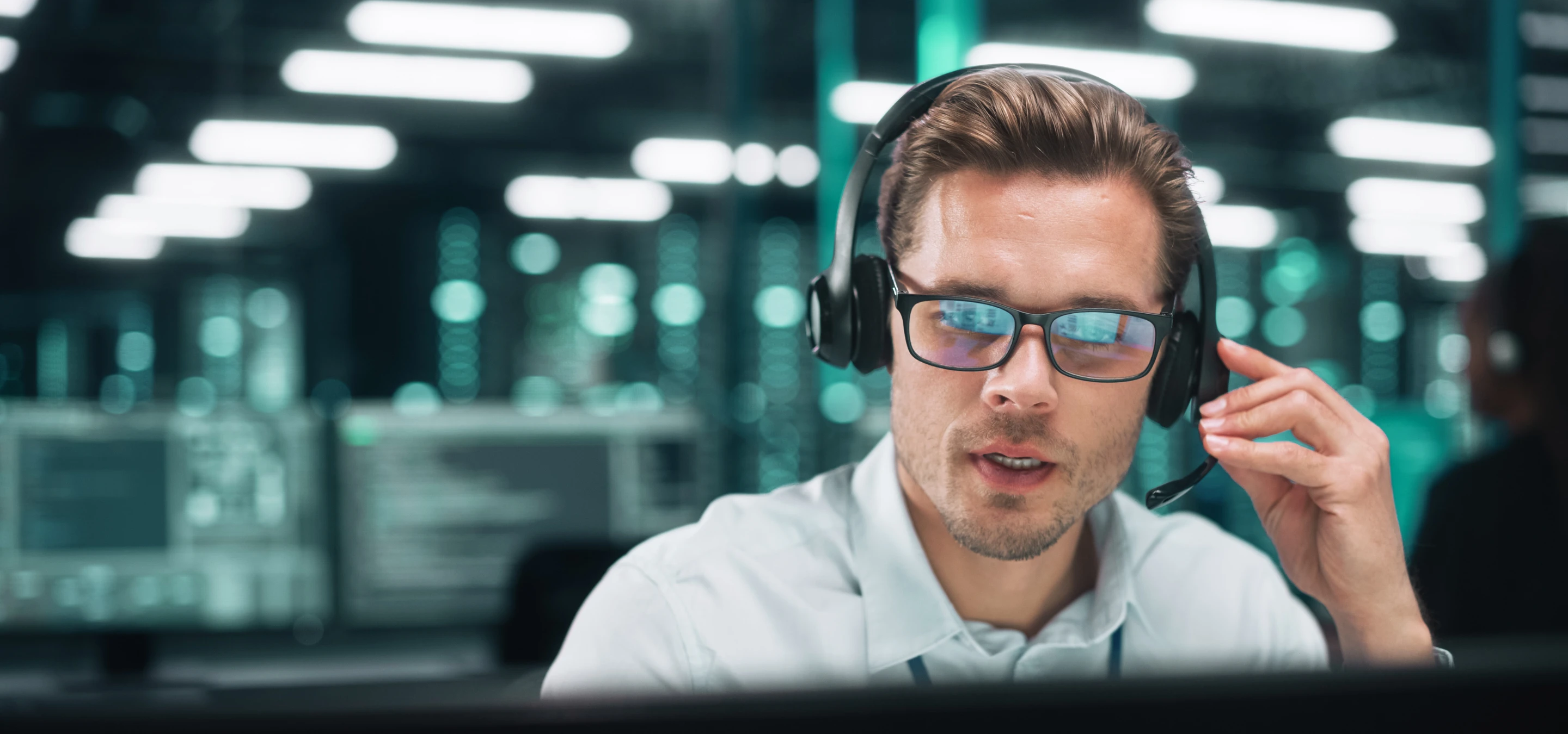 Helpdesk technician on the job