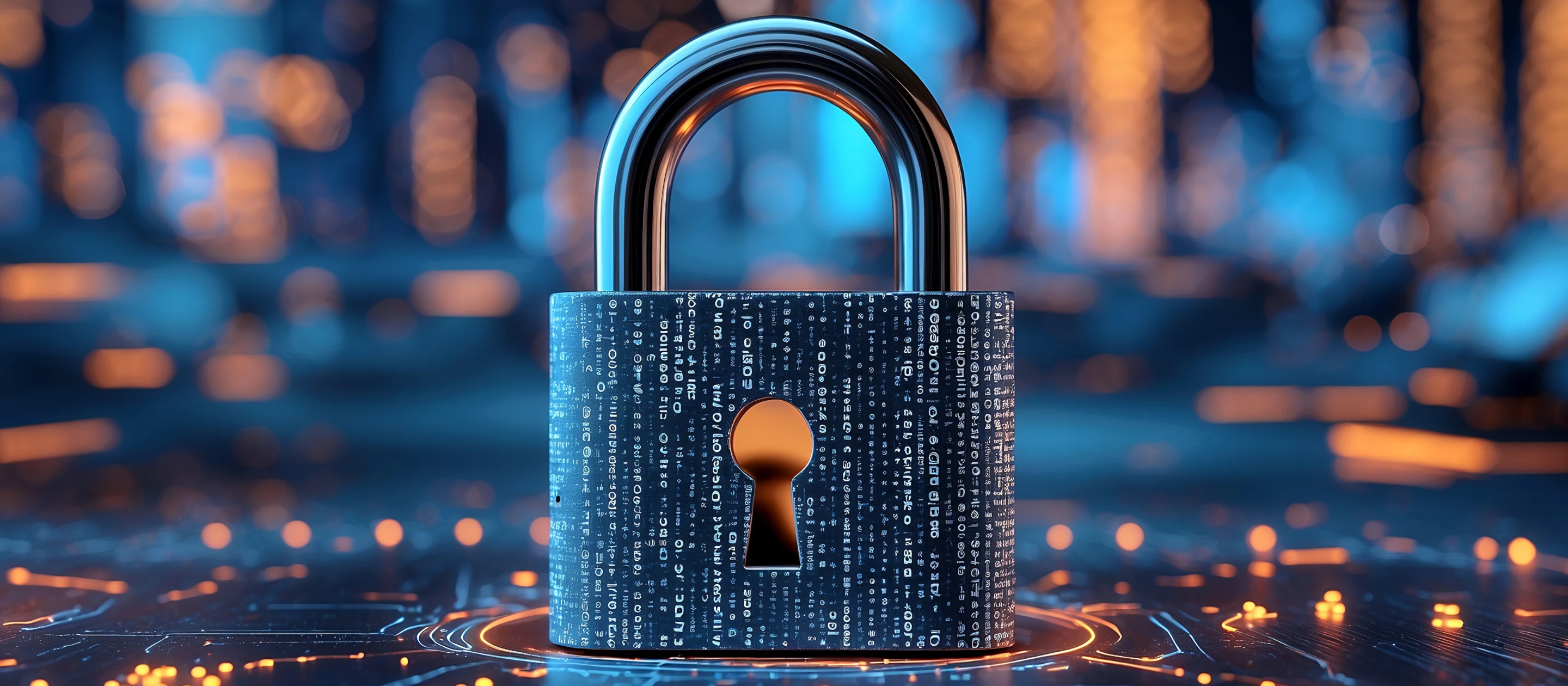 padlock with digital overlay