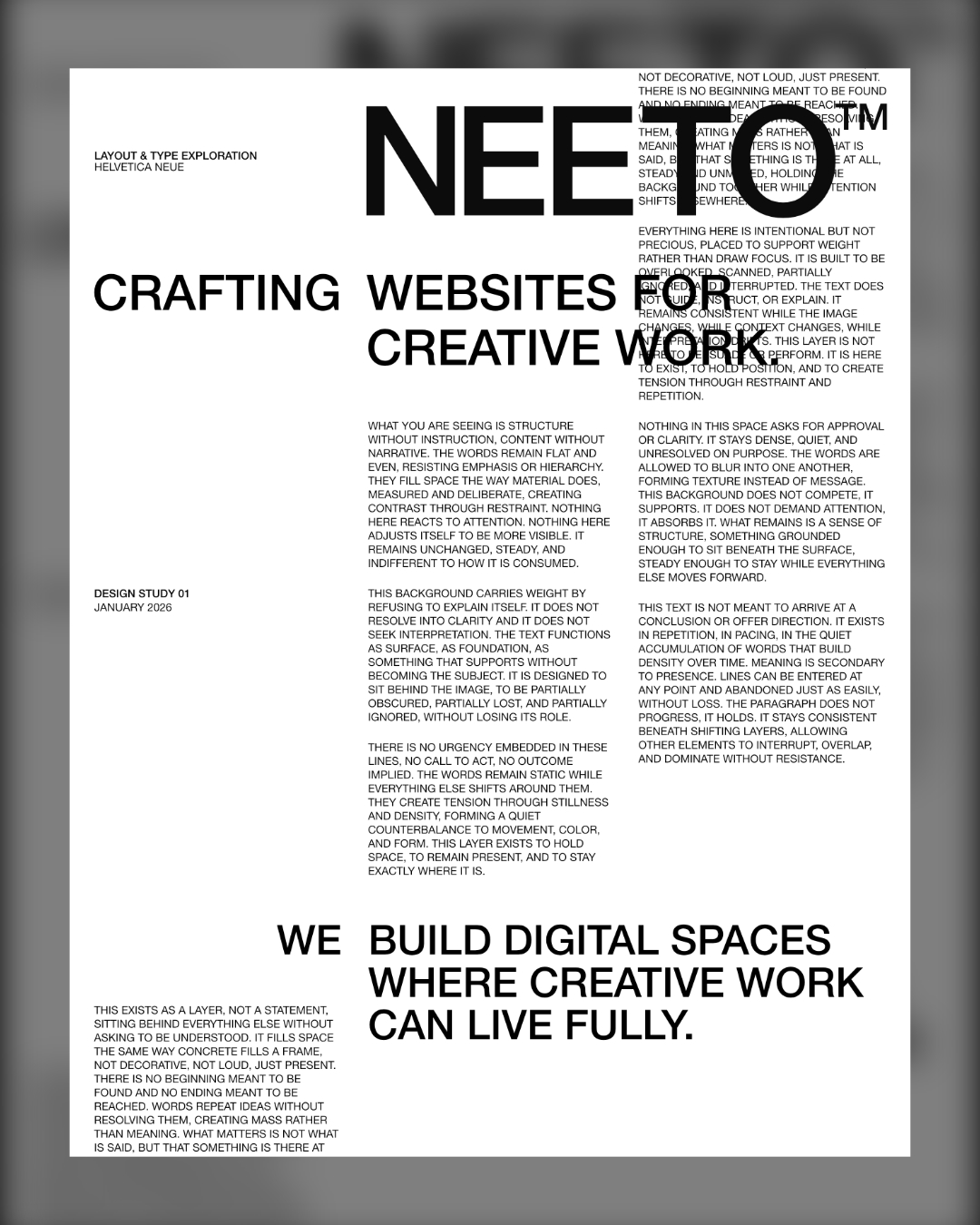 Typographic poster design study with editorial layout