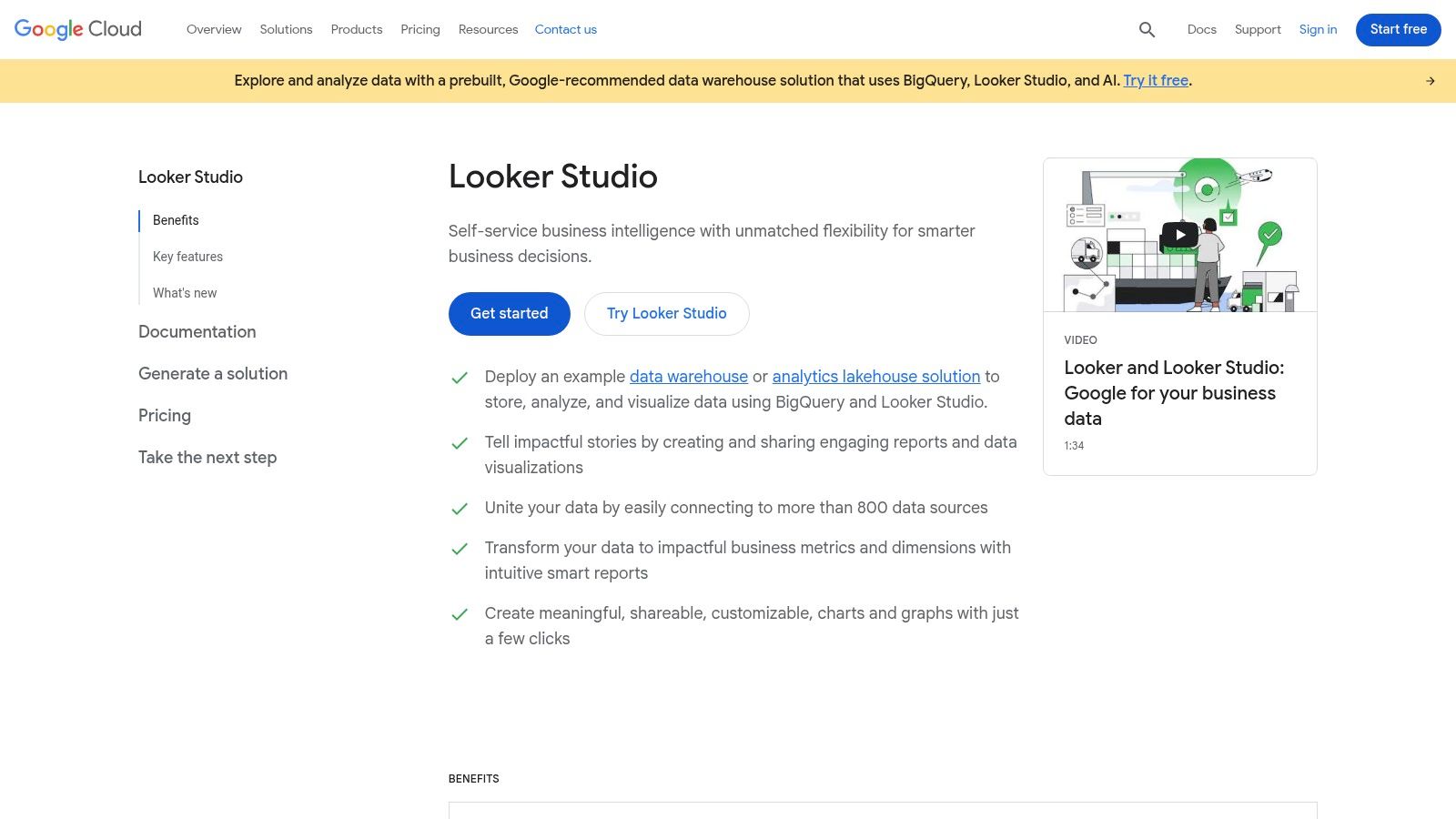 An example of a custom SEO report created in Google Looker Studio, showing metrics like impressions, clicks, CTR, and average position from Google Search Console.