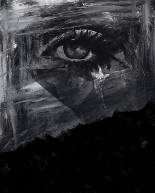 This piece is born from the cry of a revolution: زن، زندگی، آزادی - Women, Life, Freedom. It centers the gaze of a woman who has seen too much to remain silent. Through the monochrome palette and layered brushwork, this painting speaks to the tension where women are silenced and surveilled, yet continue to rise, see, and remember. It is a portrait not just of one, but of many. Of strength disguised in stillness, and truth woven into darkness. This work honors the brave women of Iran whose voices, though stifled, become louder with each act of art, defiance, and remembering.