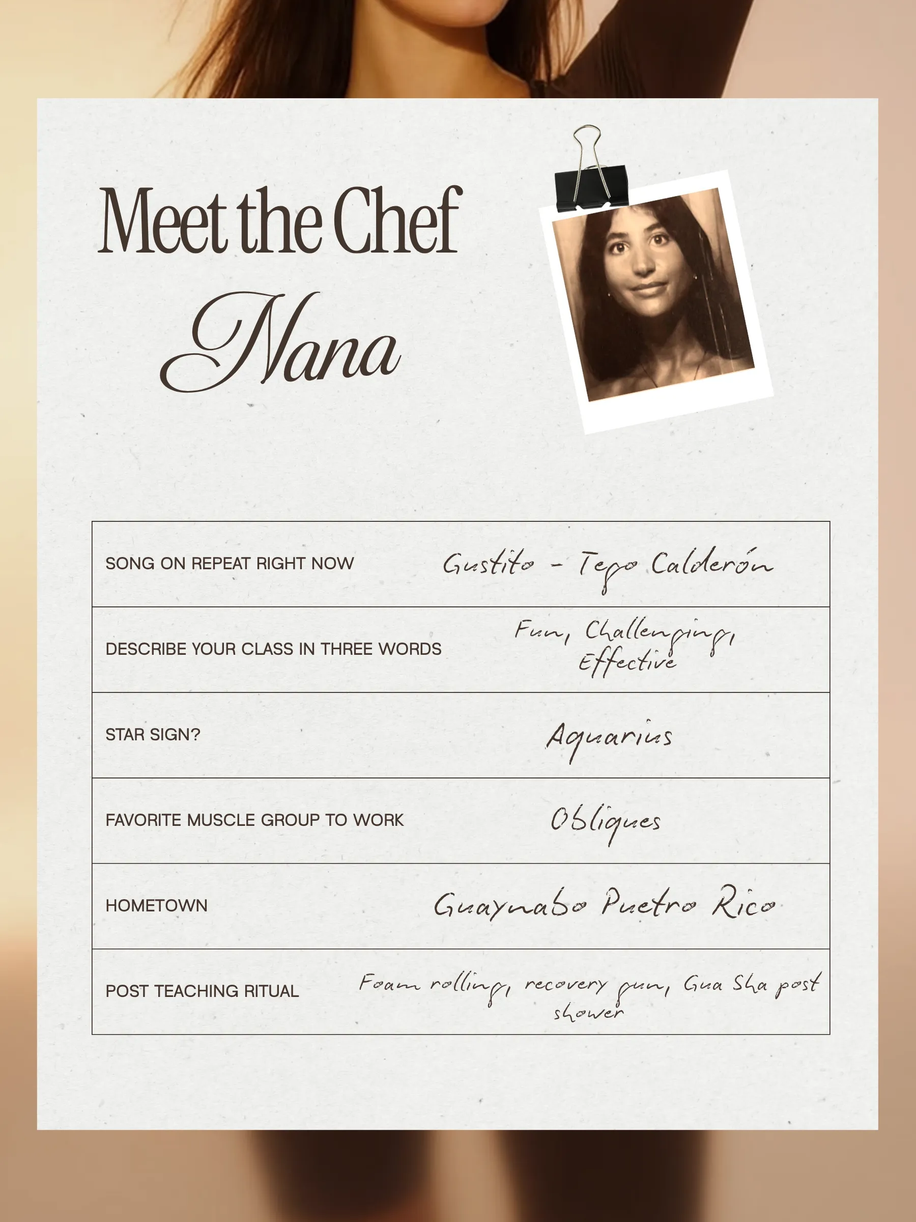 Meet the Chef Nana. Tap to read her card.