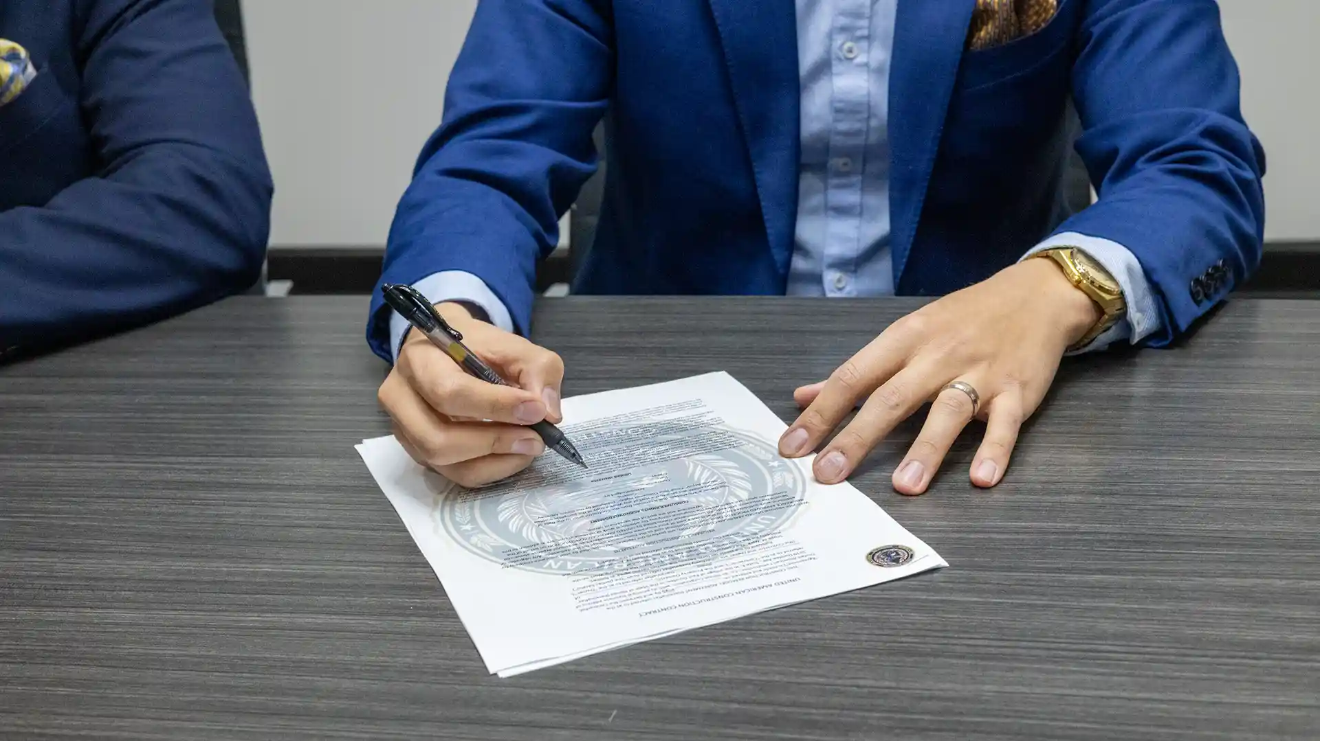 Writing on insurance certificate.