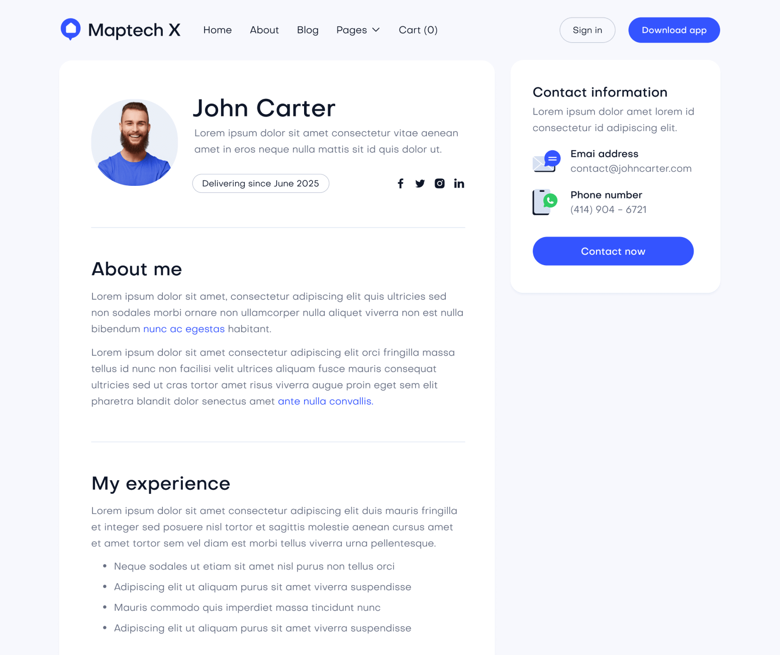 Maptech X - Single Team Main Page - Delivery Webflow Template