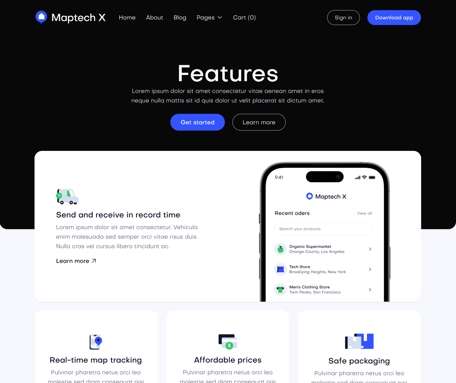 Maptech X - Features V1 Main Page - Delivery Webflow Template