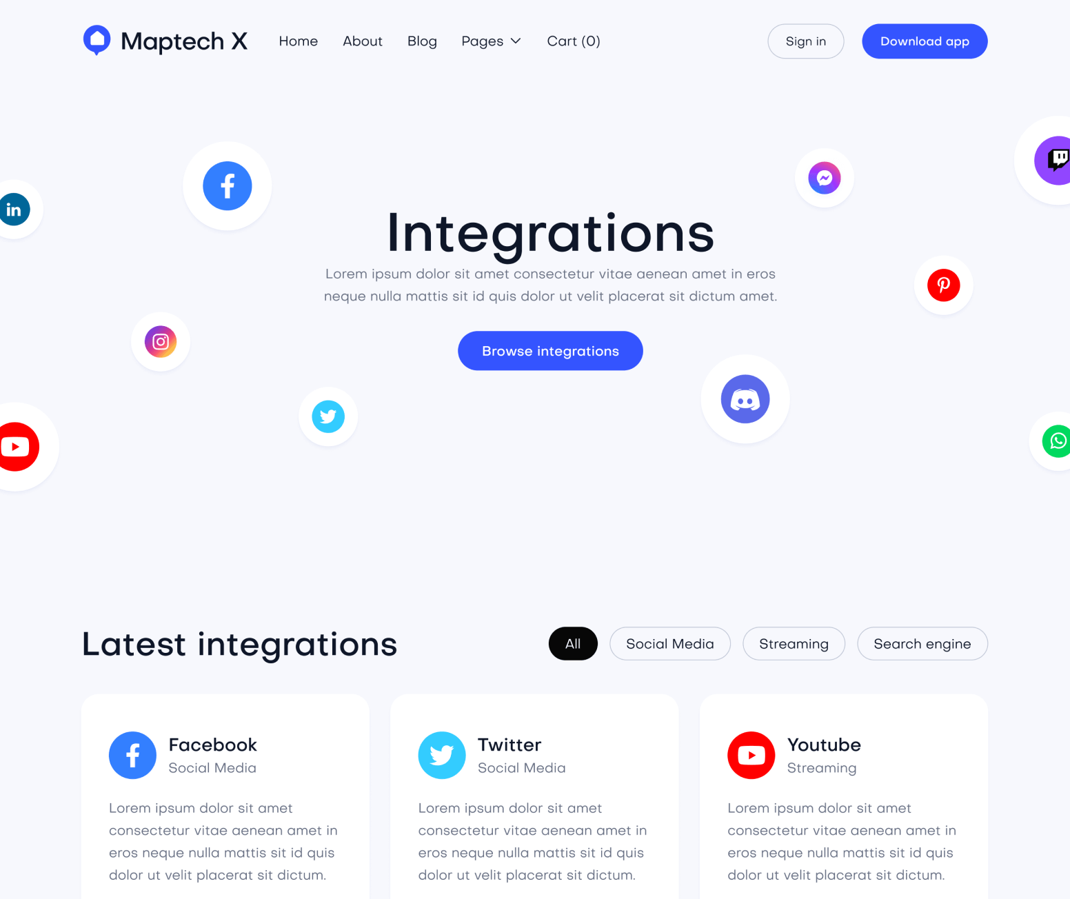 Maptech X - Integrations Main Page - Delivery Webflow Template