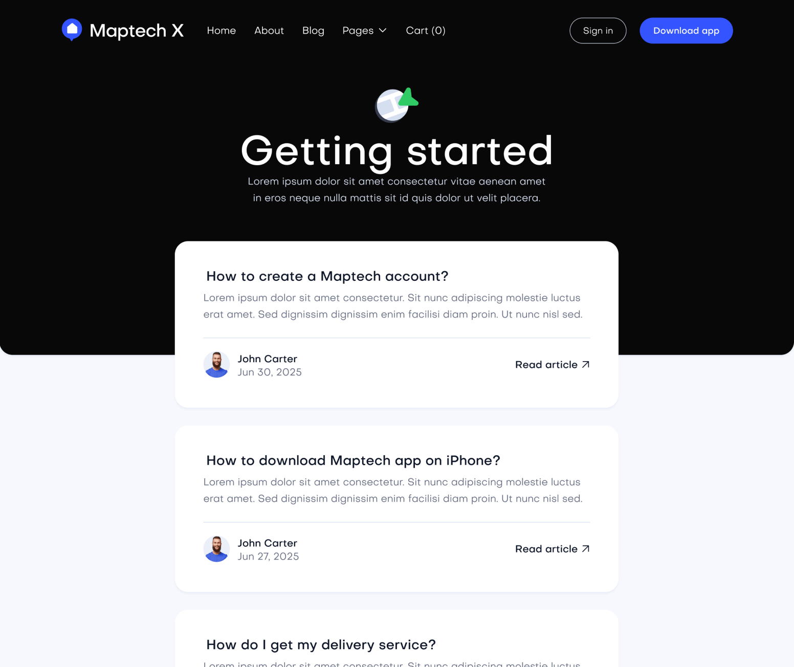 Maptech X - Help Center Category Main Page - Delivery Webflow Template